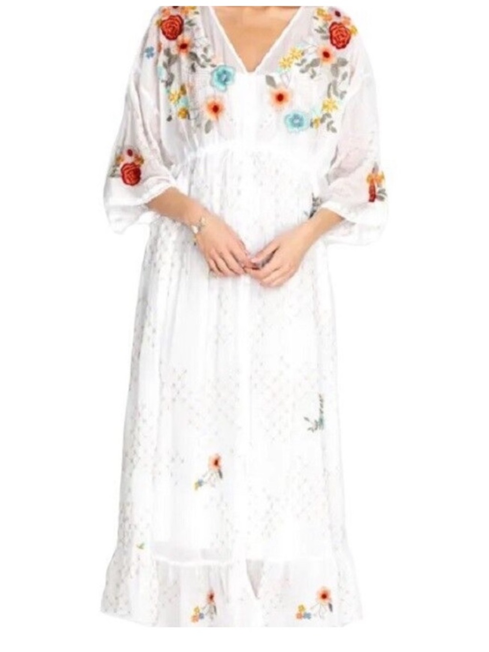 Johnny Was Fierro Sheer Embroidered Dress NWT -S- MSRP $425